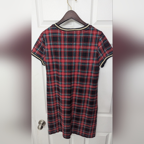 Tommy Hilfiger Plaid Metallic-Trim V-Neck Dress - Picture 2 of 6